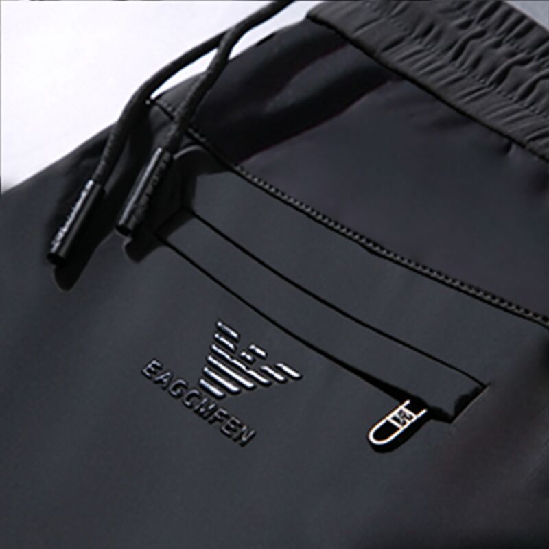 2022年春夏新款丝滑弹力休闲裤男系带松紧腰运动裤厚款长裤子男裤