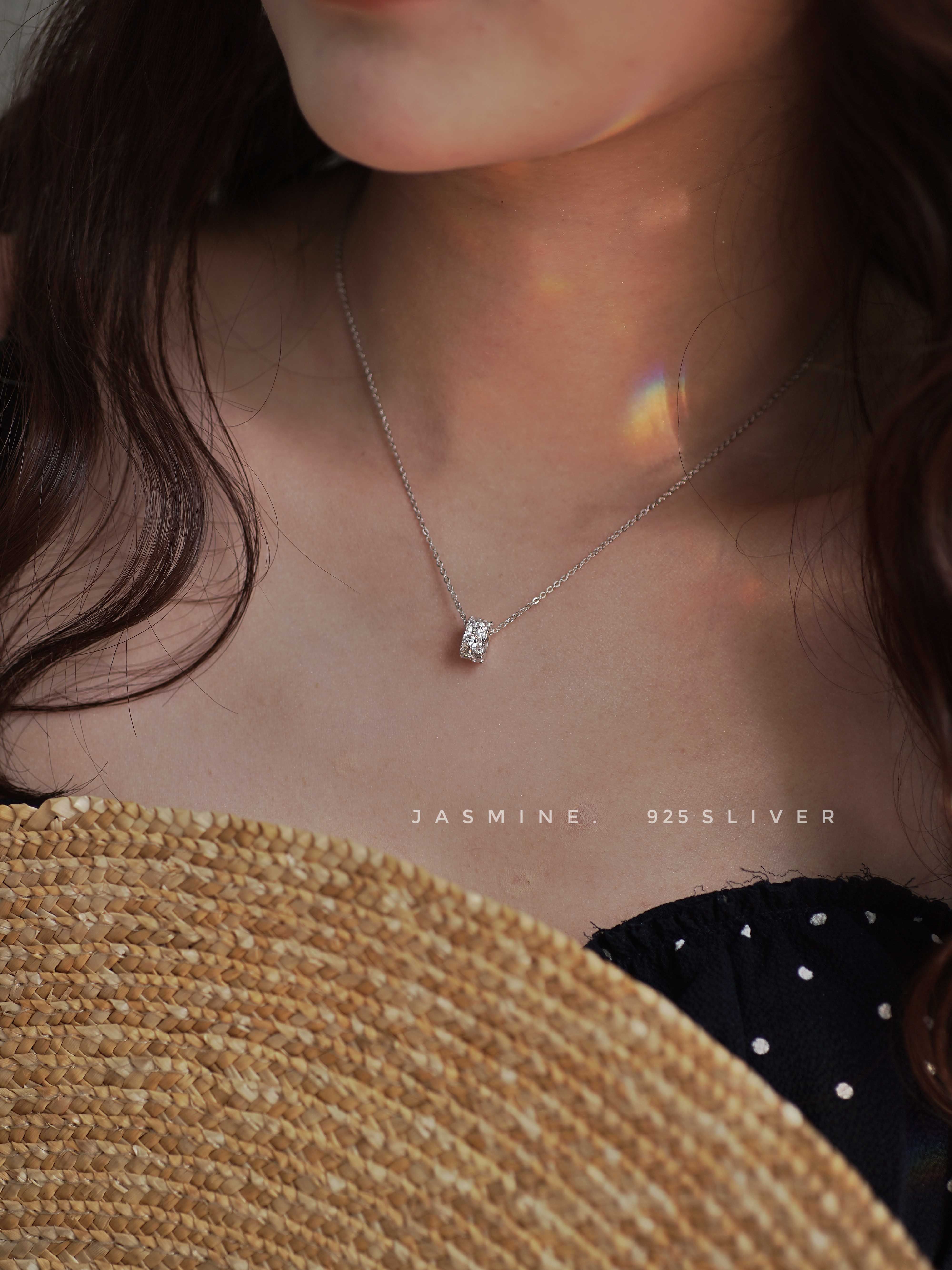 s925纯银满钻万花筒锁骨精致闪耀路路通项链锆石项链