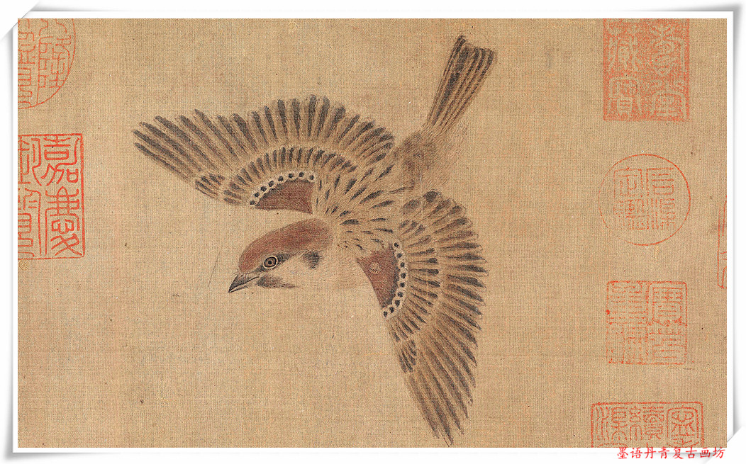 11宋崔白寒雀图国画花鸟原作高清微喷宣纸复制255x102cm