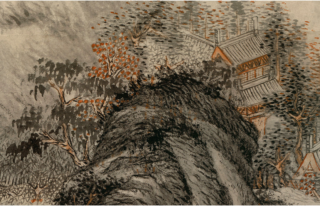 明沈周庐山山高古代名画山水画立轴高清复制家庭国画