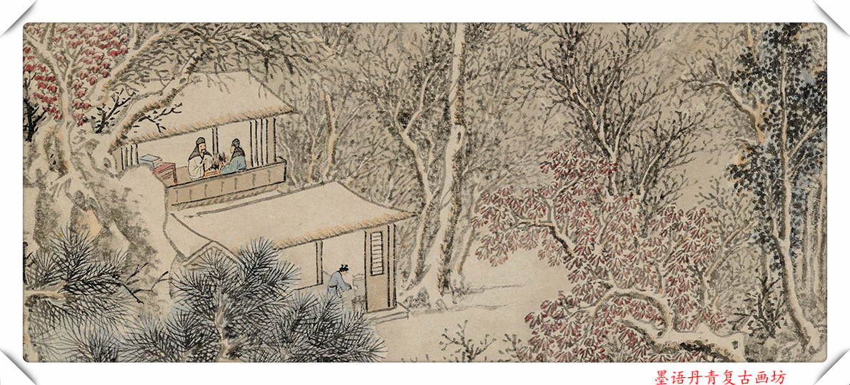 明孙枝踏雪访友图踏雪访友古画宣纸微喷国画复制装饰画国画