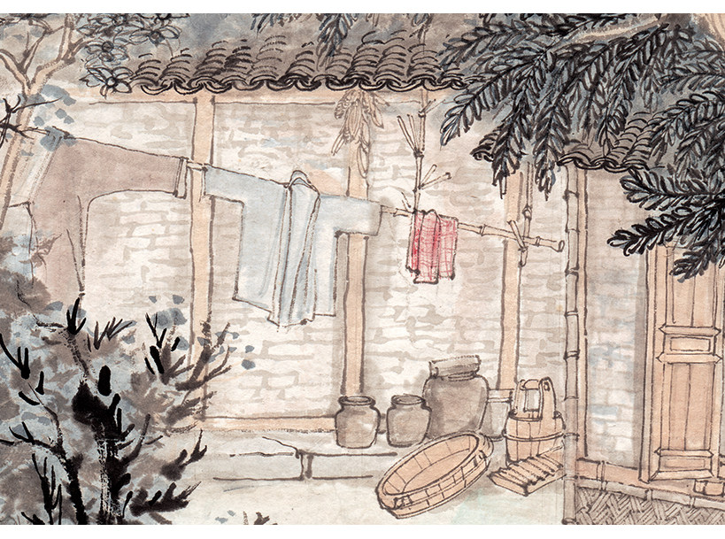 陆俨少第一天草鞋国画人物风景画宣纸高清复制装饰画国画