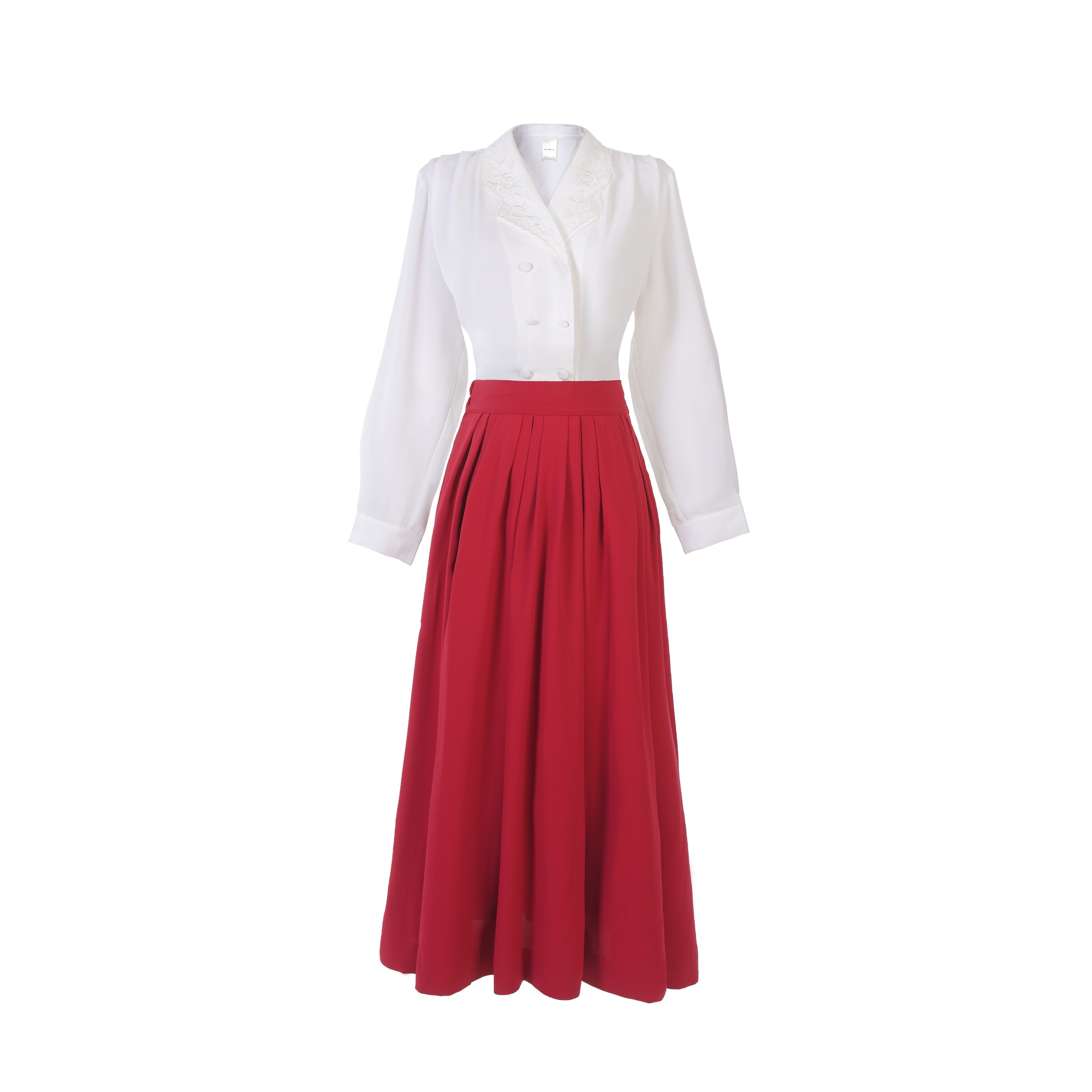 old腰伞松紧温柔红裙压褶百搭dream中长裙女半身裙