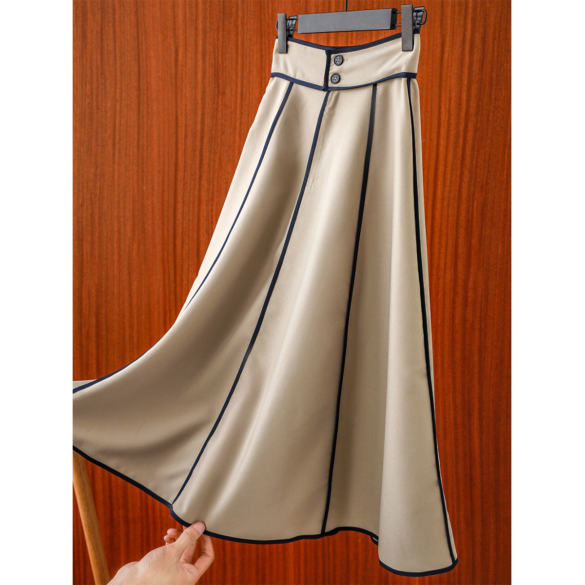 裙女半身高腰宽腰加宽臀胯巨遮好显立裁八片半身裙