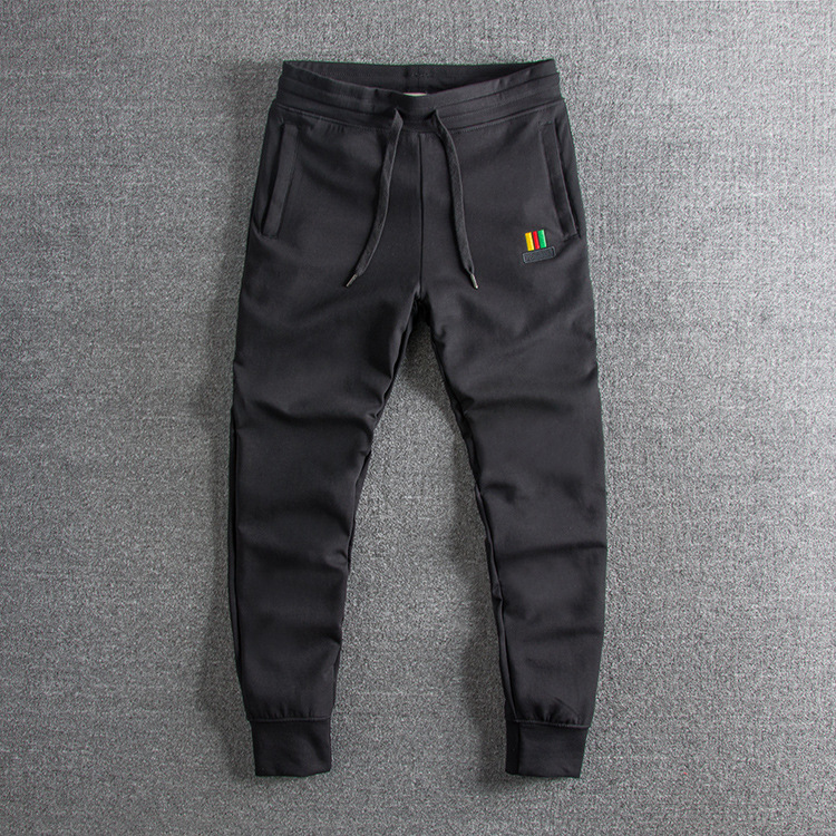 代购潮牌余文乐简约刺绣运动裤立体修身束脚裤休闲小脚卫裤男