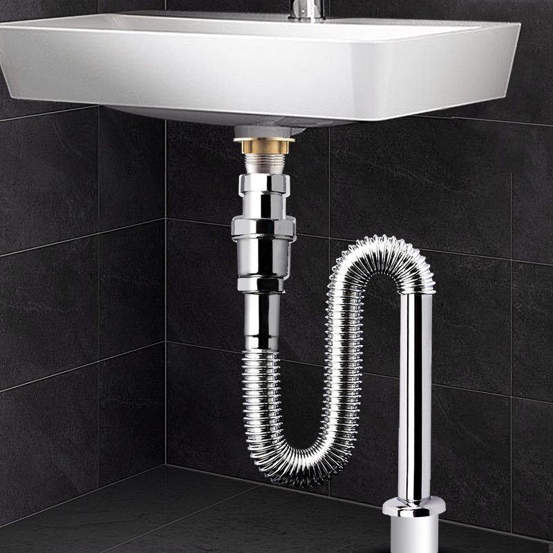 潜水艇防臭洗手盆下水管浴室柜洗脸盆洗手台盆排水管下水脸盆配用件