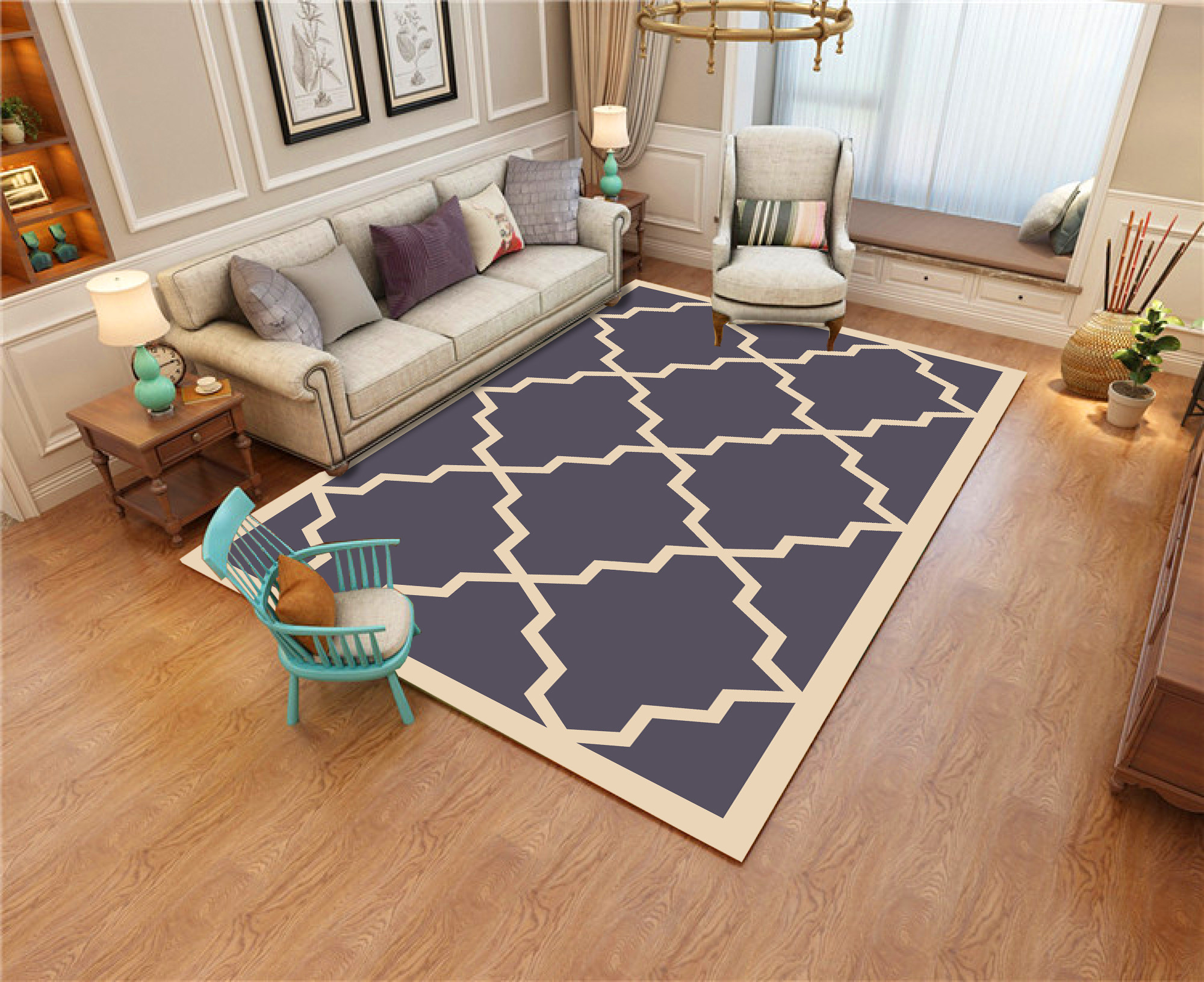 地毯北欧风格客厅短毛ins卧室房间布置床边地毯