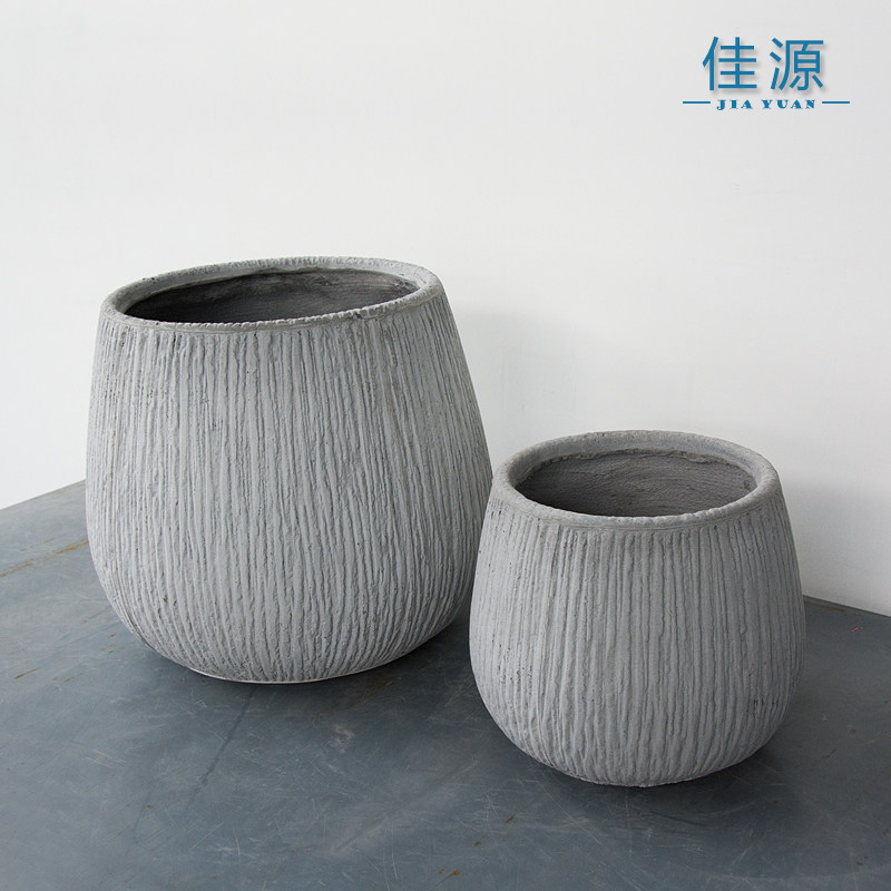 花盆佳源圆形圆柱体纹理超大水泥现代欧式简约花盆