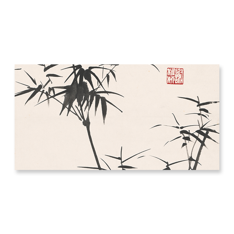 宣纸艺术微喷国画印刷仿古花鸟装饰仿古字画墨竹图轴卷轴装饰画