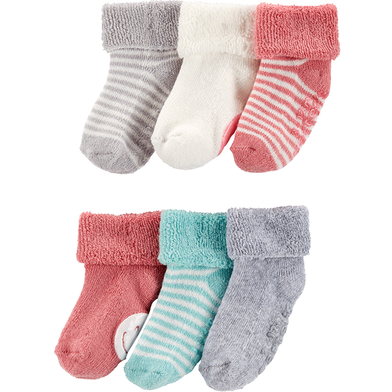 carters6双装春秋新款新生儿可爱防滑袜子女宝宝婴儿袜cr04676_5折