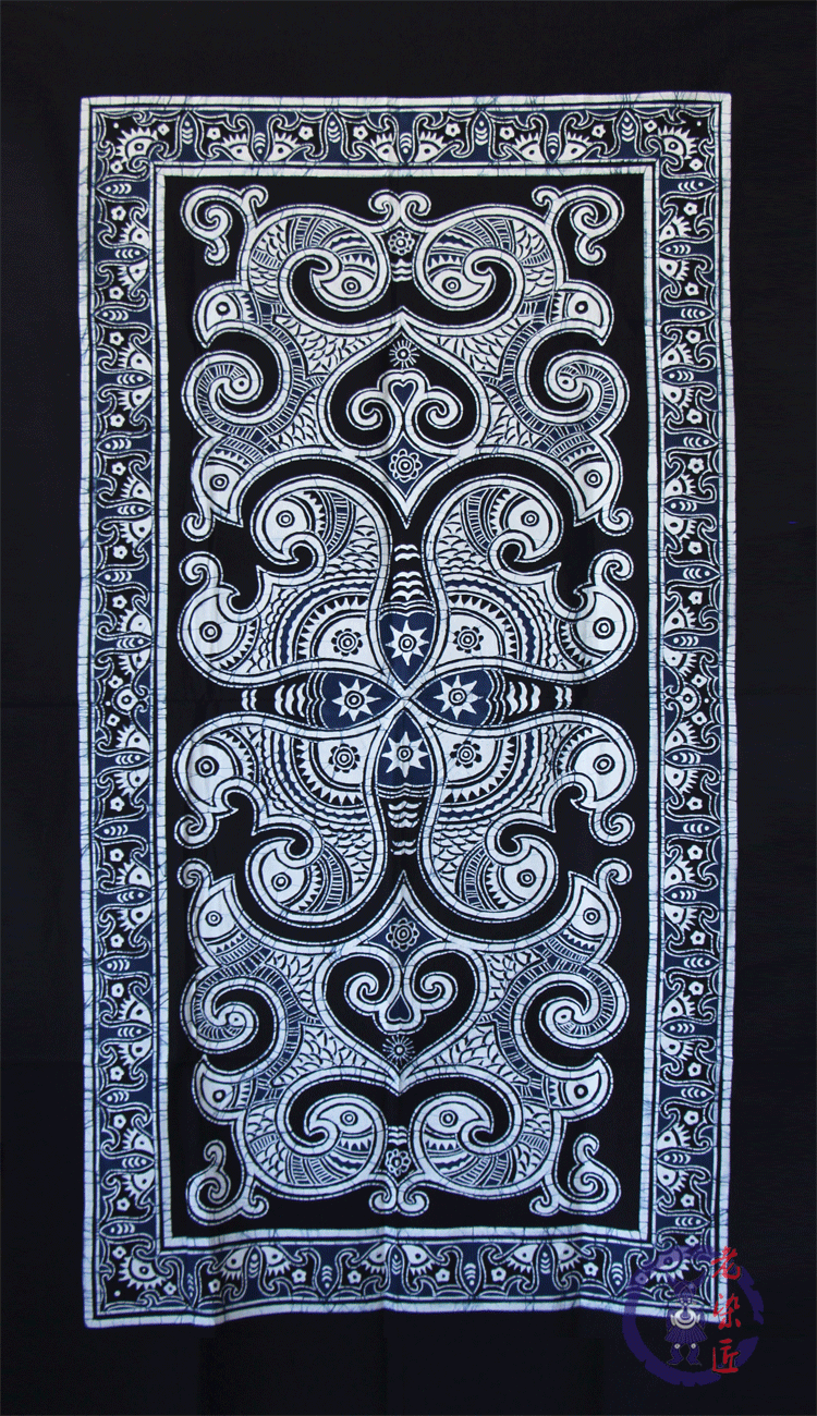 蜡染贵州特产服装面料桌布门帘手工居家壁画175cm苗族蜡染