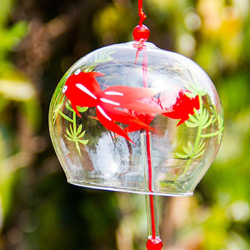 1个包邮玻璃和风风铃手工漆画彩绘diy创意风铃及配件