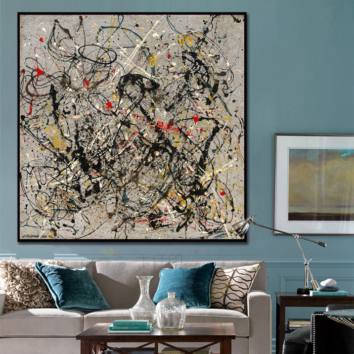 艺术大师波洛克玄关装饰画现代简约竖版抽象过道走廊挂画现代装饰画