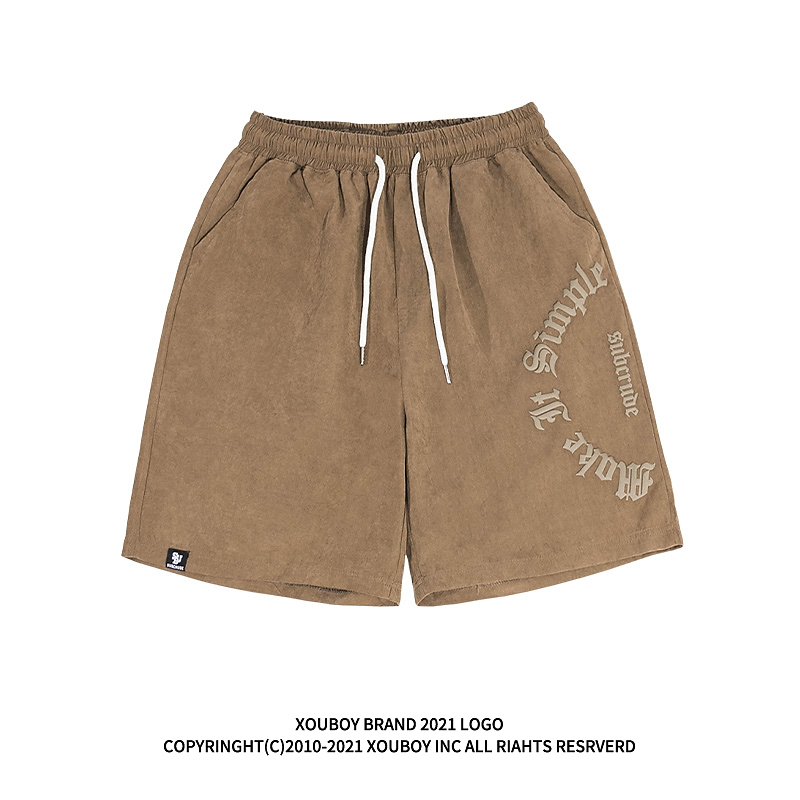 美式高街复古做旧水洗短裤男潮牌夏季青少年高街hiphop运动五分裤