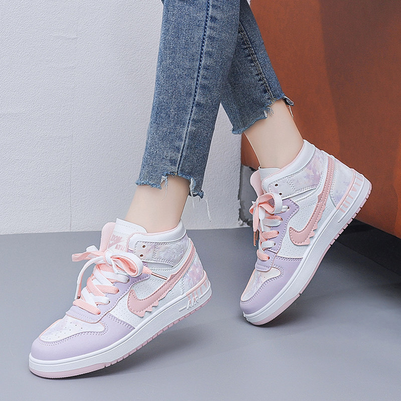 aj1女鞋正版空军一号樱花花粉冰淇淋夏季透气高帮板板鞋