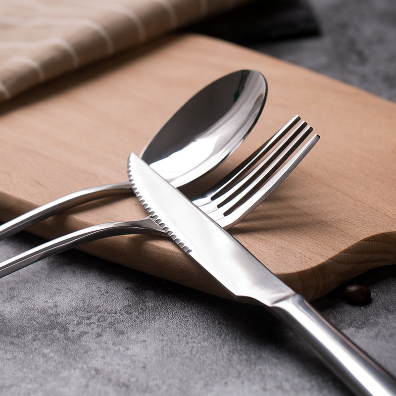 牛排刀叉盘子套装不锈钢家用欧式加厚西餐餐具刀叉勺三件套全套01