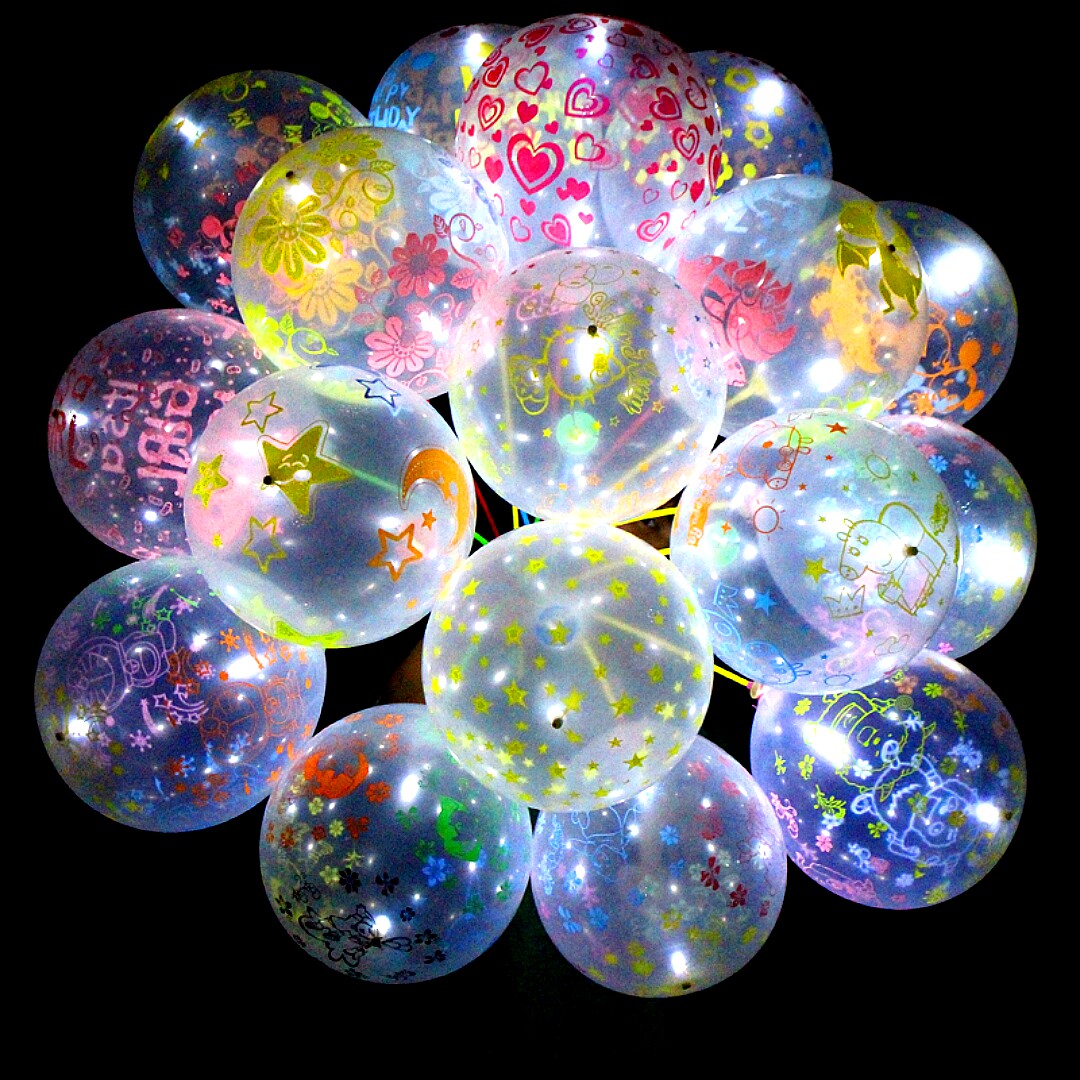 led透明发光气球闪光灯微商地摊街儿童卡通彩色气球