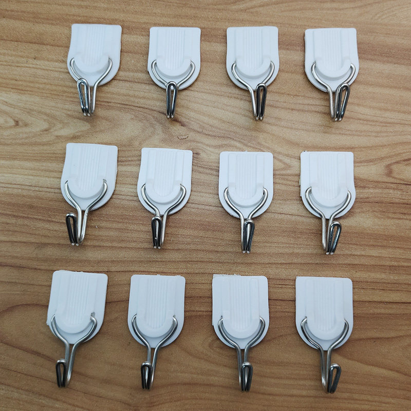 12个白色强力粘胶挂钩厨房无痕门后粘贴免钉挂钩