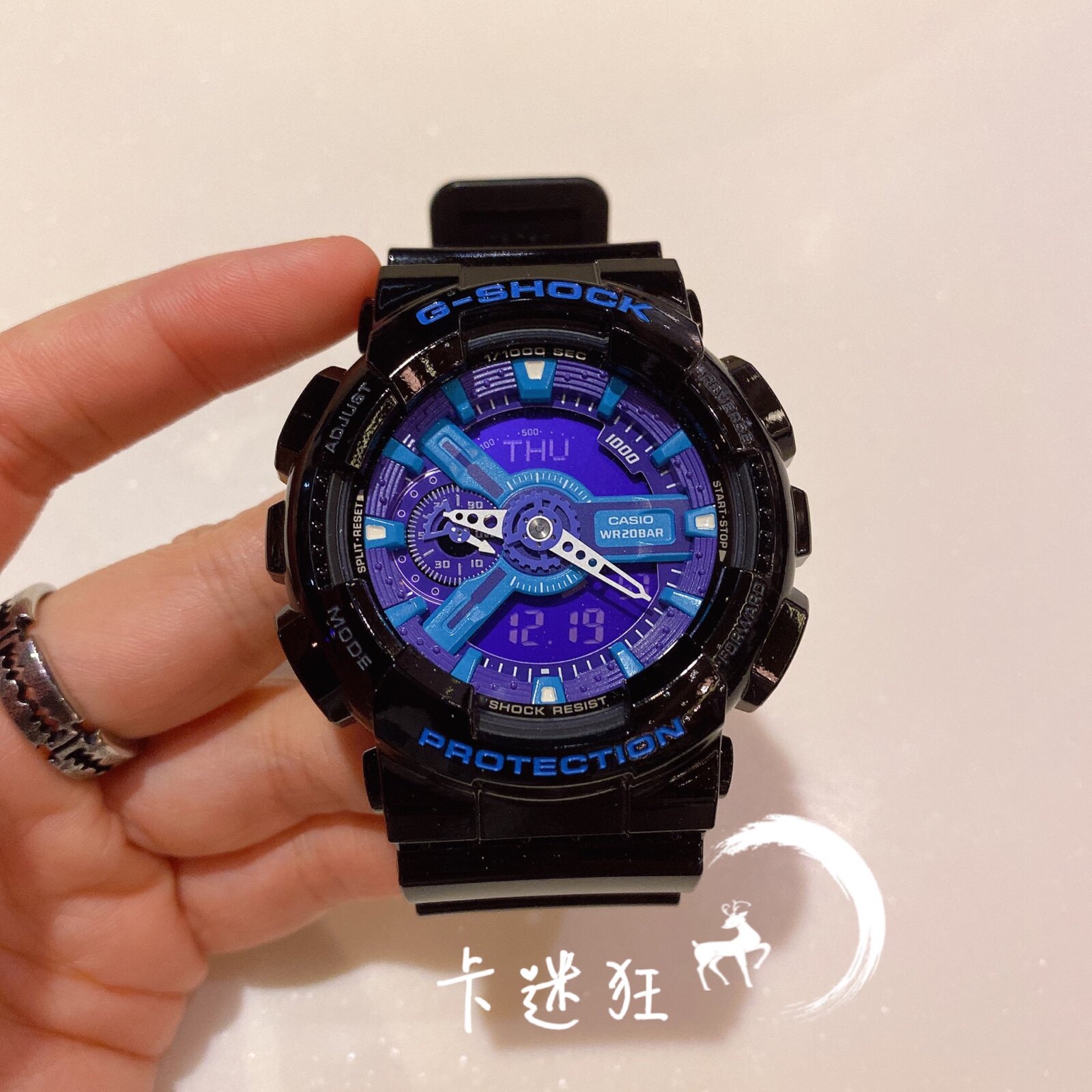 现货 卡西欧 g-shock防水运动表大表盘ga-110黑紫 ga-110hc-1a