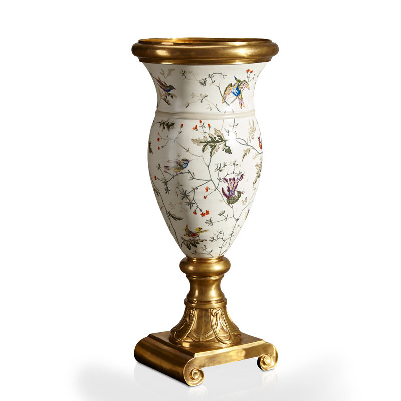 欧式欧式美美式花瓶摆件客厅插花白釉花鸟陶瓷花瓶