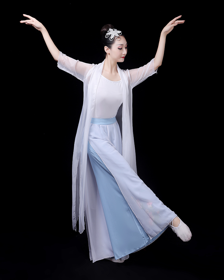 新款古典现代舞练功飘逸阔腿裤汉服小影儿抖音民族服装