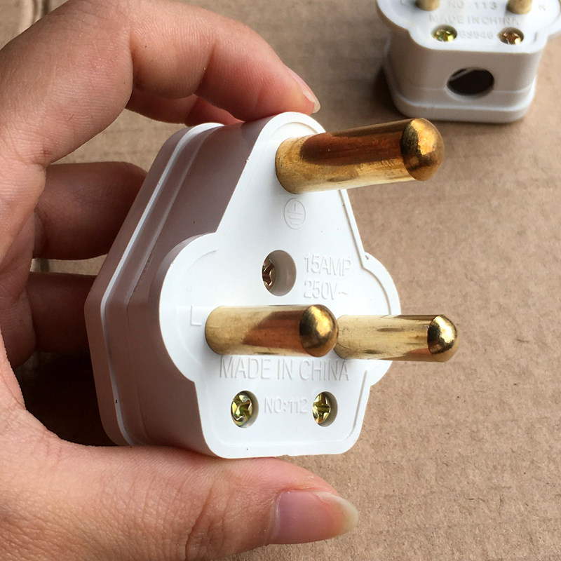 插头电源南非5a15a三圆纯铜接线印度新加坡插头