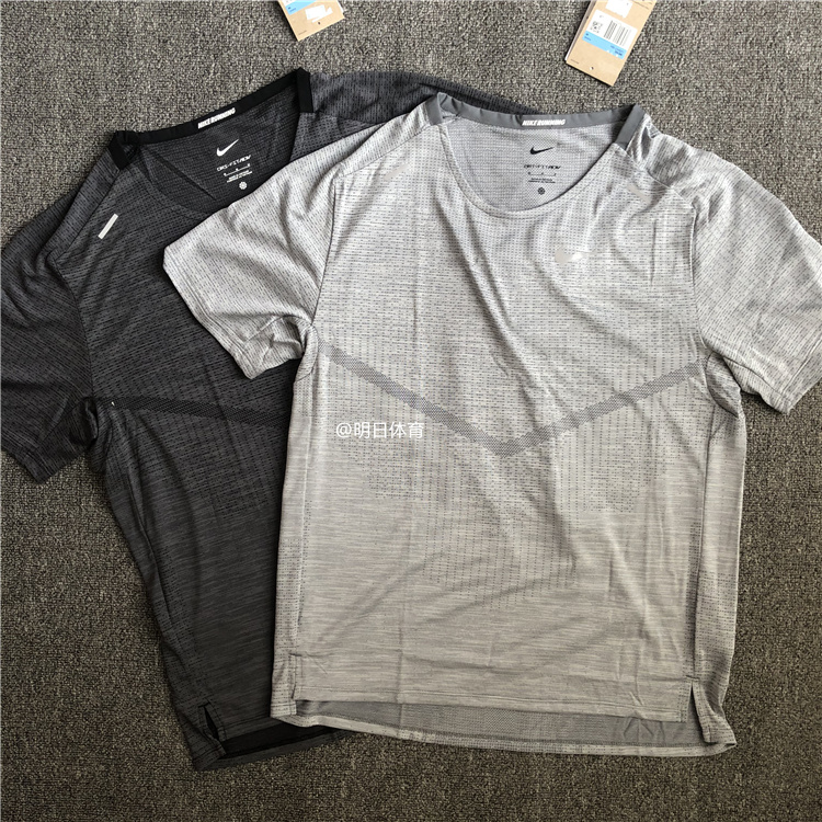 正品耐克/NIKE男子反光夜跑运动跑步训练速干透气短袖T恤 CZ9047