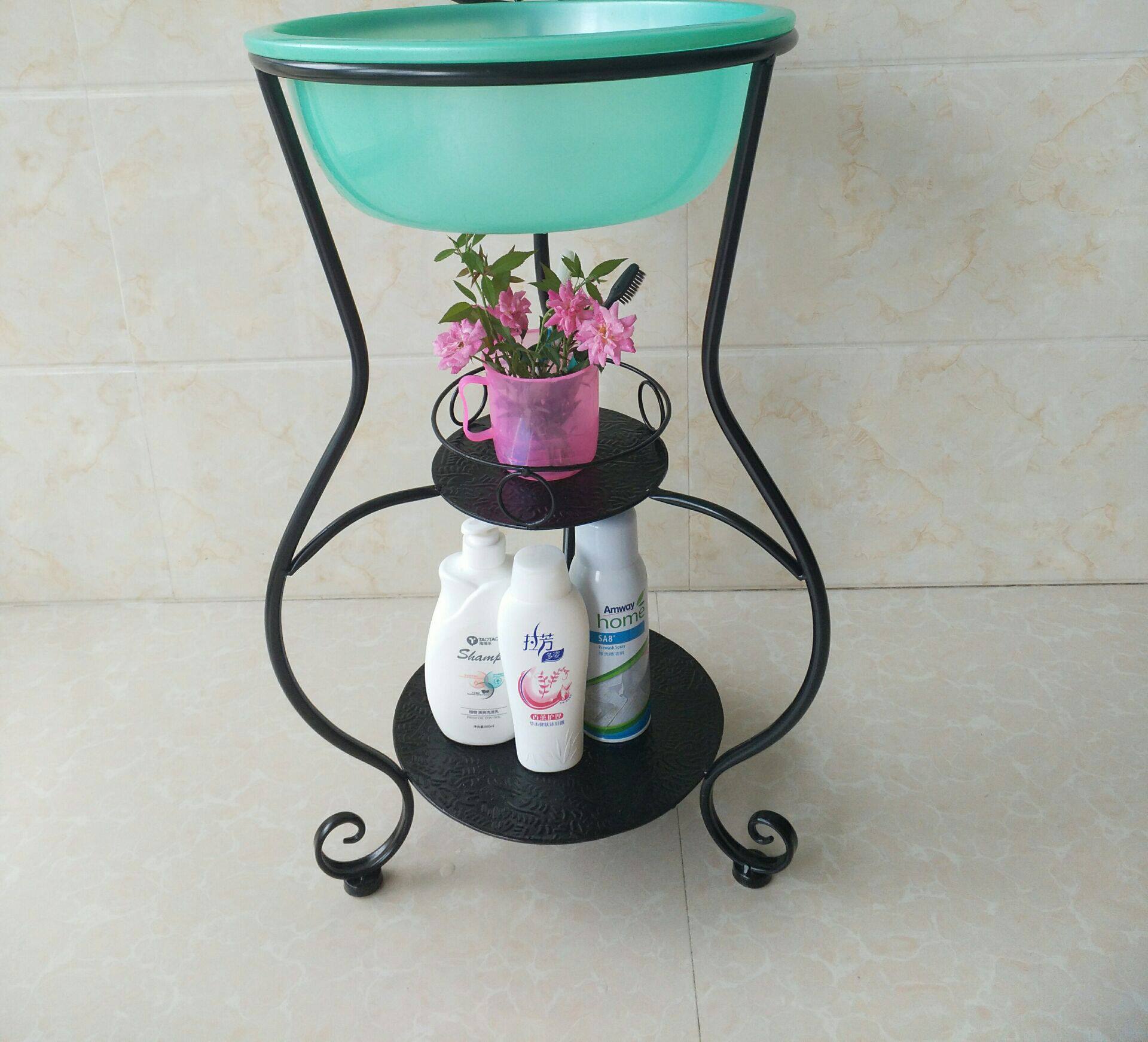 脸盆架欧式铁艺洗脸面盆架子毛巾架落地浴室面盆架