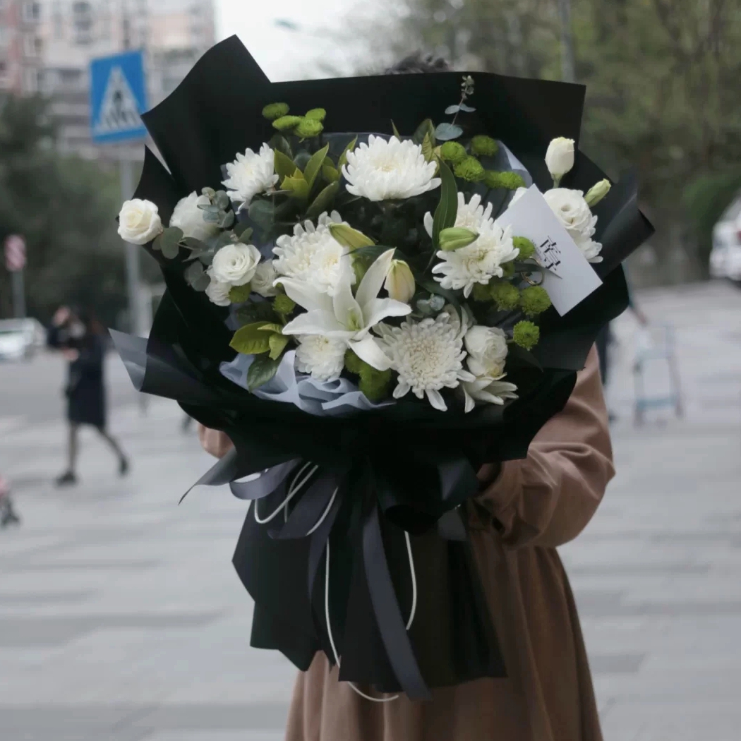 菊花清明节花束怀念永远包装纸包菊花祭祀鲜花祭奠花艺包装纸
