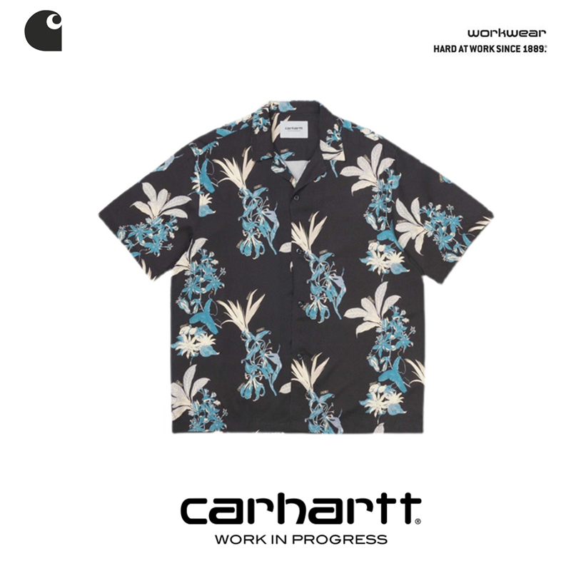 【现货】Carhartt卡哈特夏威夷风花短袖衬衫宽松休闲衬衣男工装
