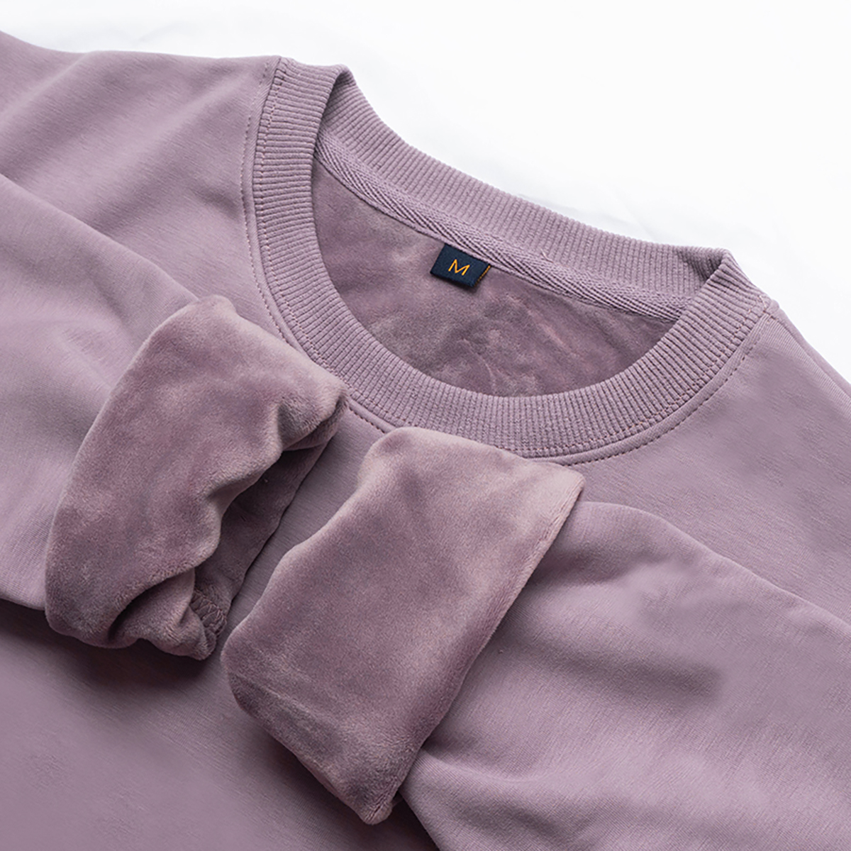 超软银狐绒重磅保暖圆领休闲加厚加绒香芋紫紫色纯色软糯糯卫衣
