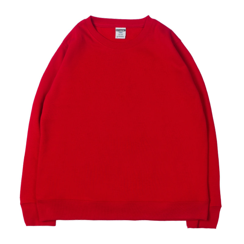 400克圆领加绒重磅卫衣大红红色鲜红长袖加厚卫衣