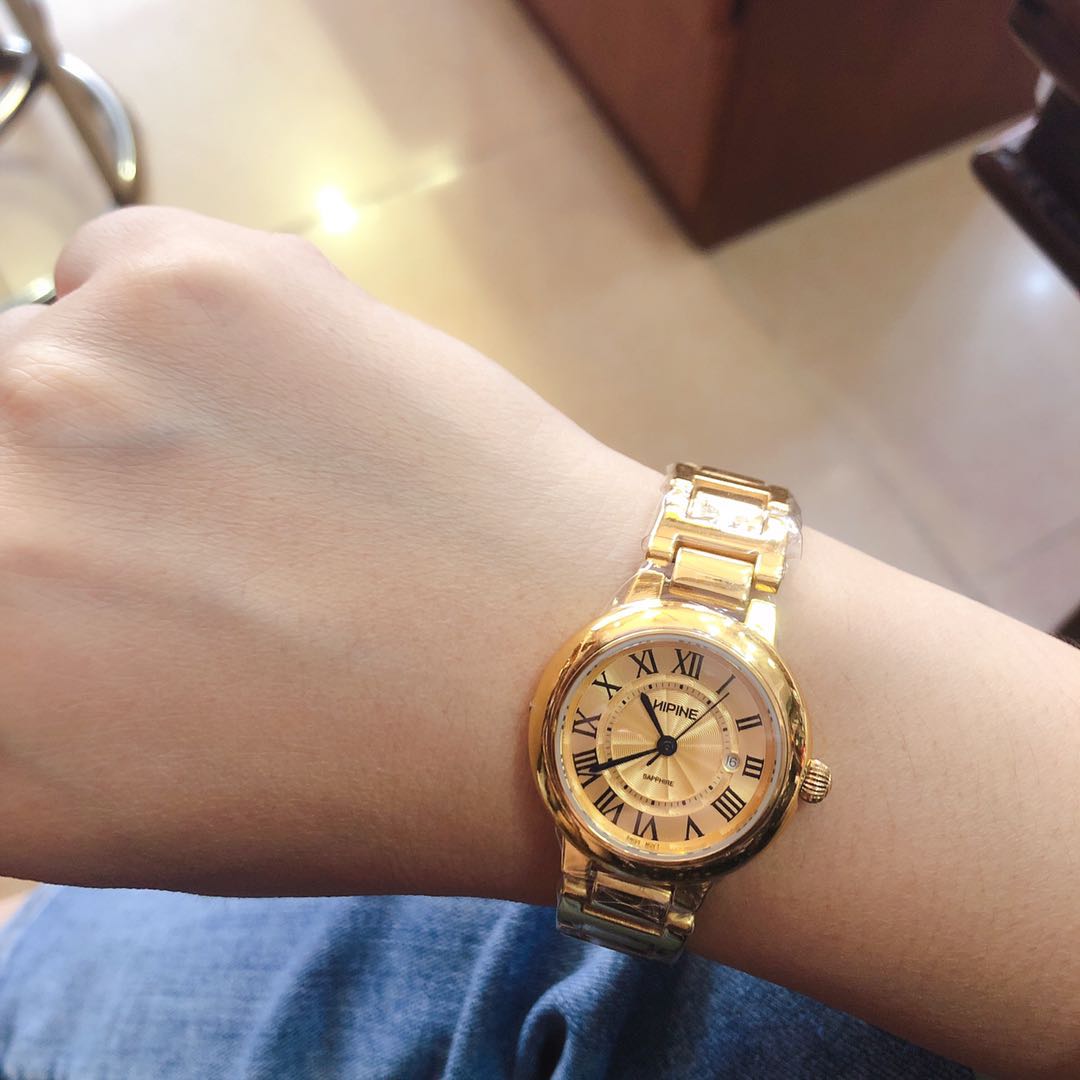 西普尼金表纯金女士正品足金999黄金表链表壳进口防水