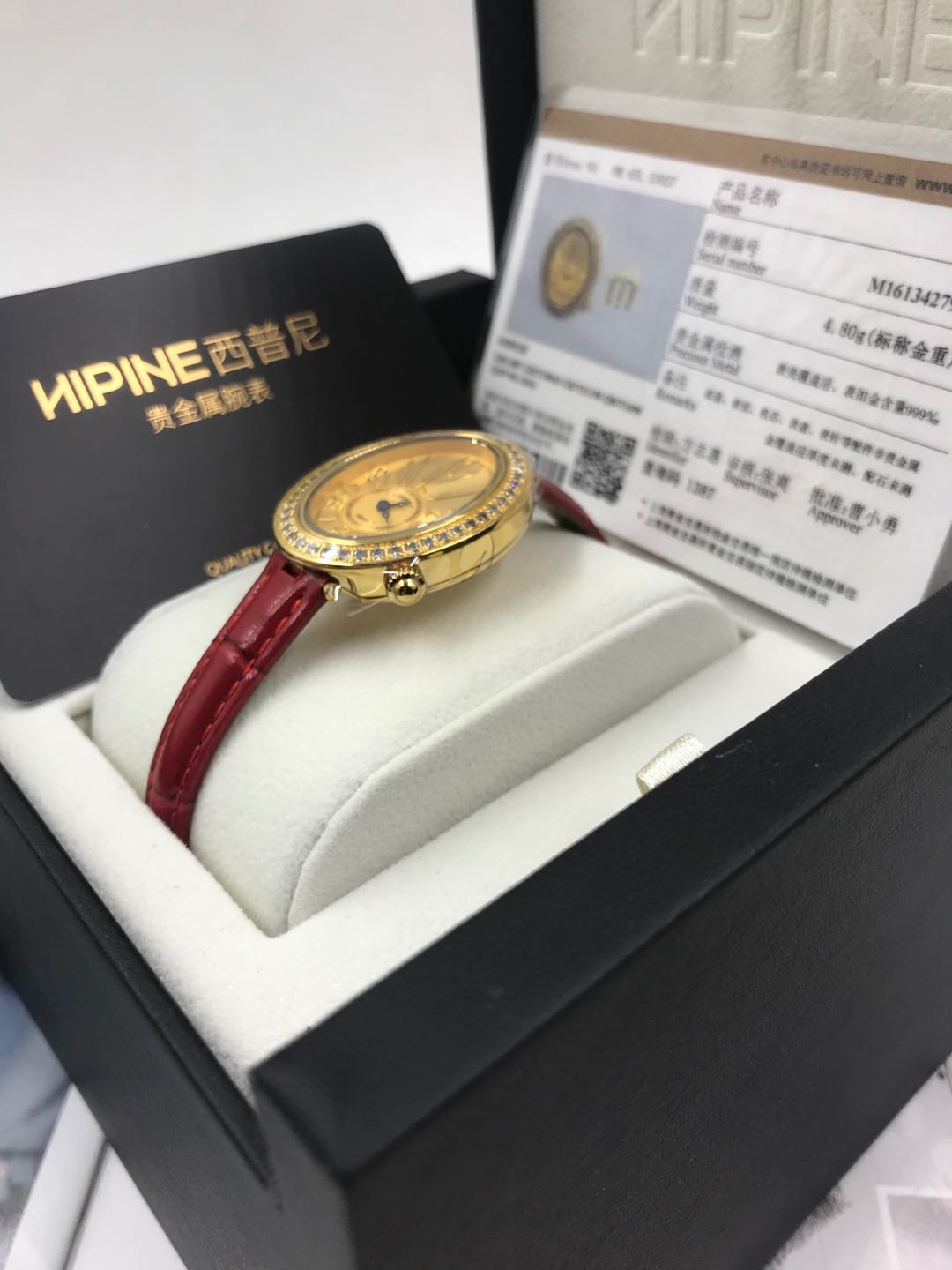 正品石英金表女纯金999足金腕表进口机芯防水女款西普尼黄金手表