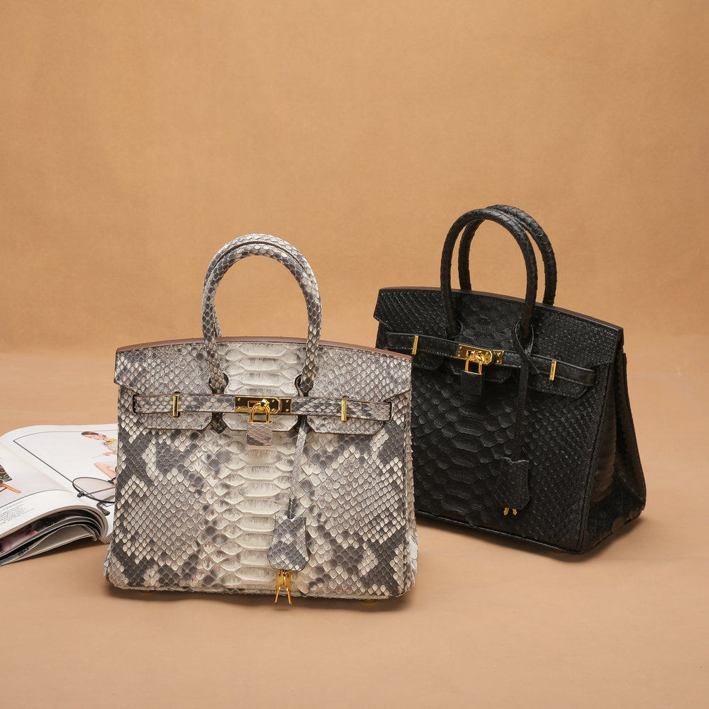xbelo奢侈品2022新款蟒蛇蛇皮女包真皮皮包手提包通用款女包