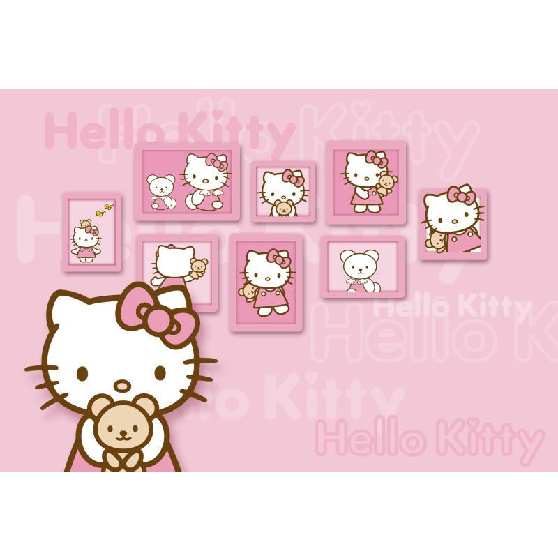 卡通儿童房主主题壁纸凯蒂猫壁画女孩粉色公主卧室定制壁画