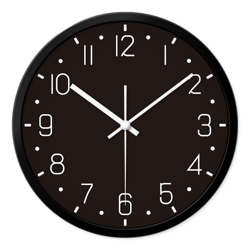 黑色白字挂钟静音无声时钟学校教室挂表客厅挂钟