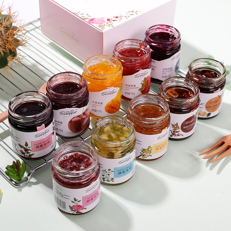 4瓶礼盒装 小果酱蜂蜜桂花酱玫瑰花茶酱茉莉花蜜酱洛神花茶伴手礼