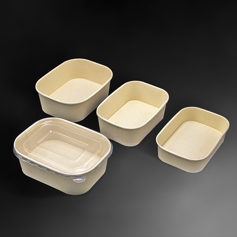 牛皮纸一次性餐盒长方形纸碗炒饭沙拉外卖打包加厚一次性餐盒