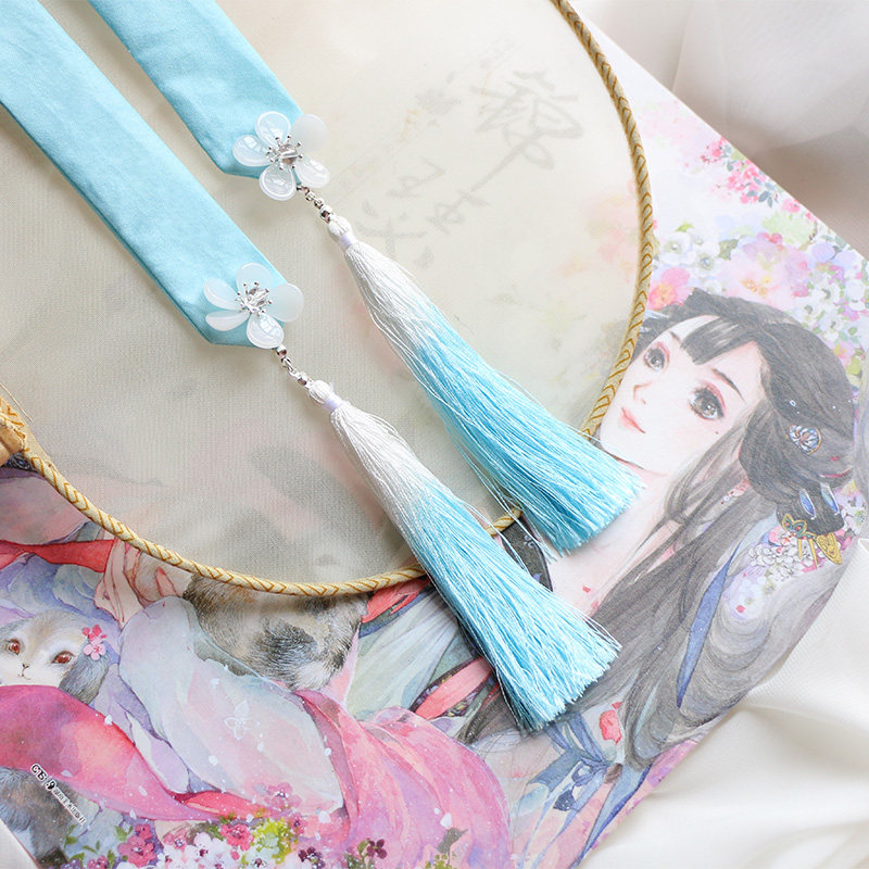 素梅汉服古装清新文艺超仙天蓝色抹额发饰