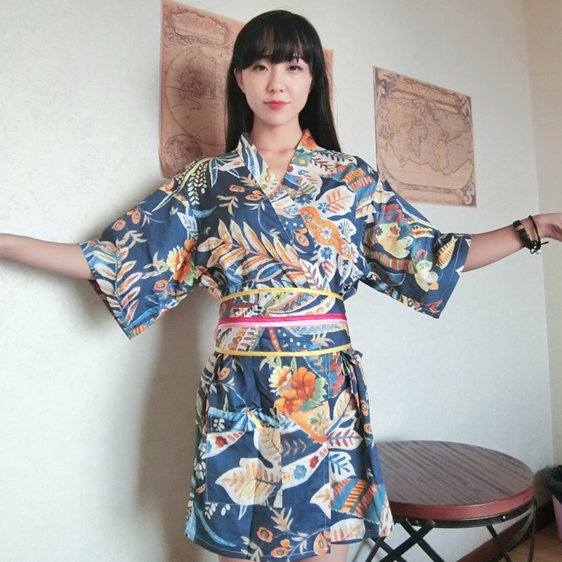 汗蒸服女款100纯棉全棉开衫桑拿服大码日式和服韩版可爱性感套装