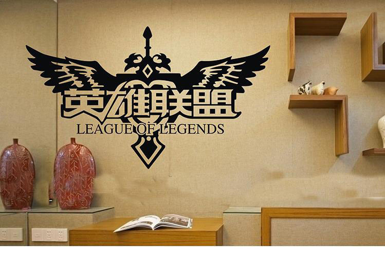 lol英雄联盟logo标志贴纸网吧游戏厅墙壁玻璃装饰软装墙贴