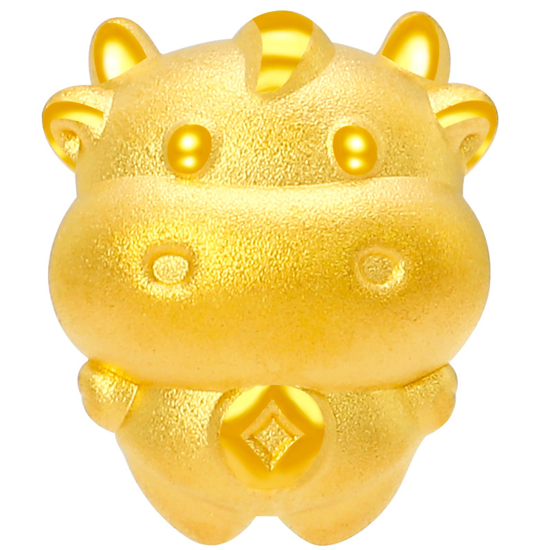 黄金牛转运珠本命年手链硬金生肖牛999足金迎财牛小金牛红绳手绳