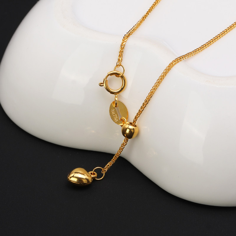 18k金黄金时尚可调节肖邦项链金项链锁骨链毛衣链女款爱心肖邦链