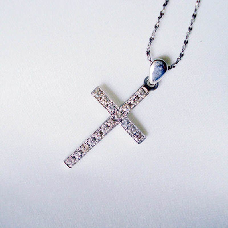 唐秋珠宝pt950铂金40分钻石吊坠十字架项链挂坠男颈饰