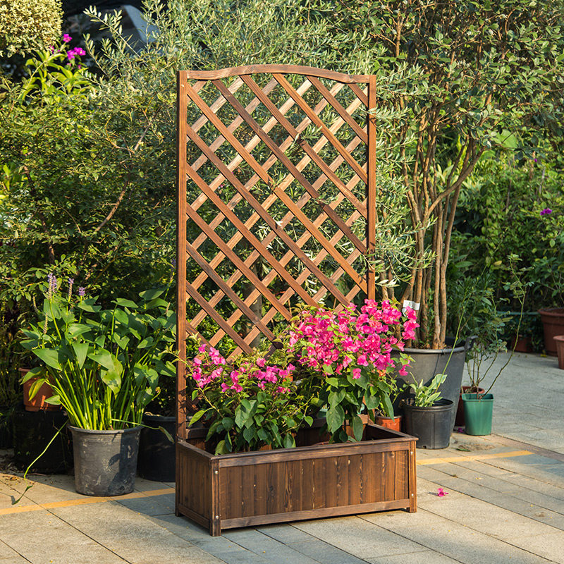 防腐木栅栅栏花盆花架爬藤藤架庭院阳台装饰花架