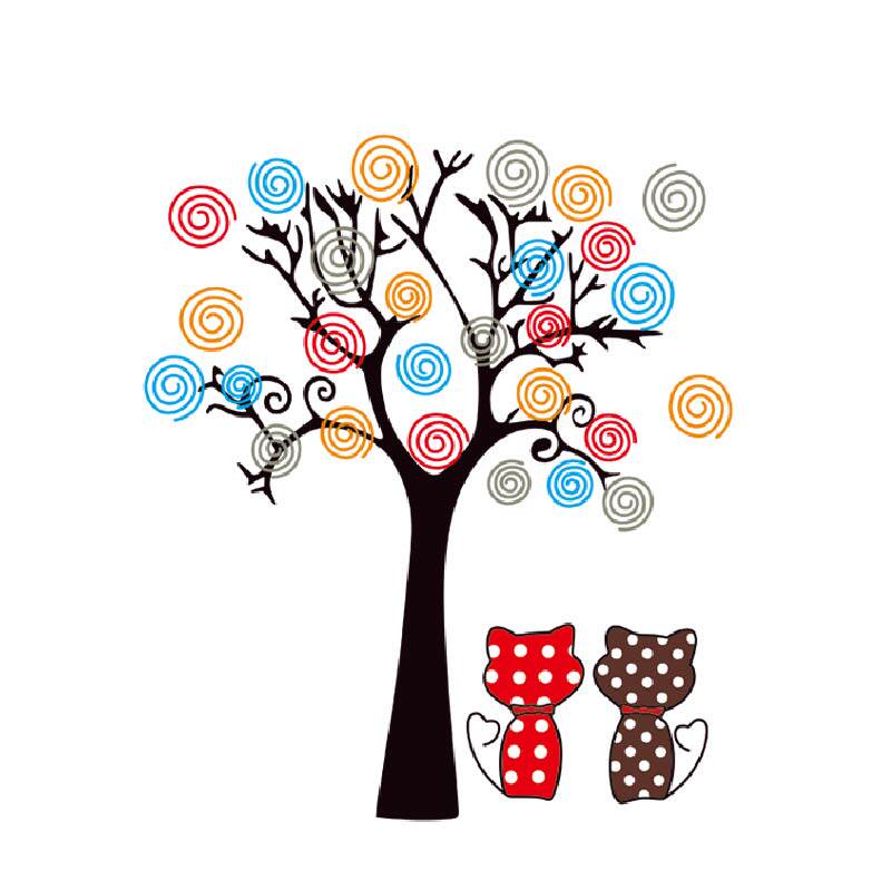 gx80个性卡通棒棒糖图案彩色树大号可爱猫咪胶片热转印过粉烫画贴