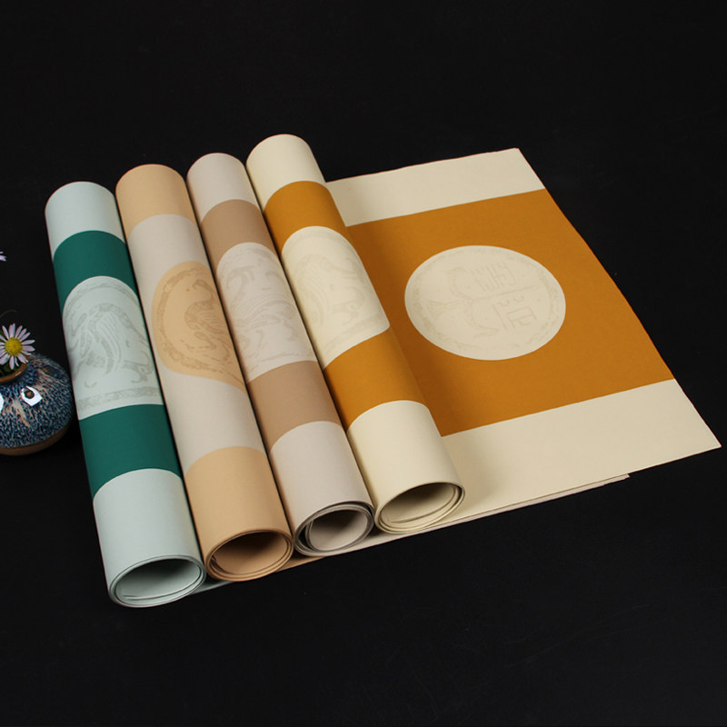 宣纸书法毛笔字半生蜡染横幅四字对联瓦当四言宣纸