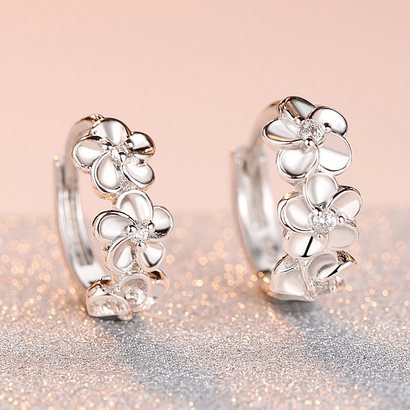 耳钉简约梅花耳扣银耳耳针女韩版饰品耳环时尚耳环