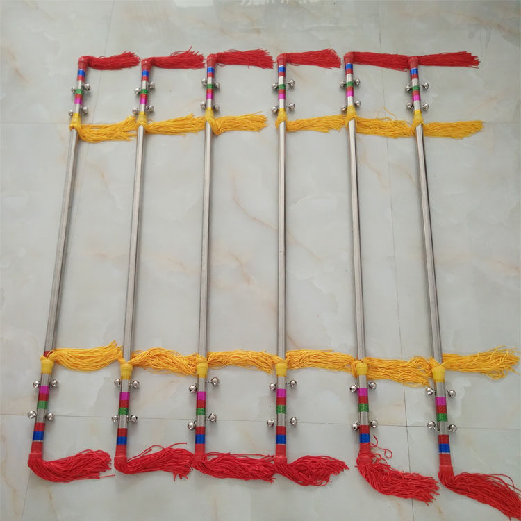 幼儿园花棍莲香钱杆九子鞭连响金钱棍莲湘棒铃铛园操机械道具霸王